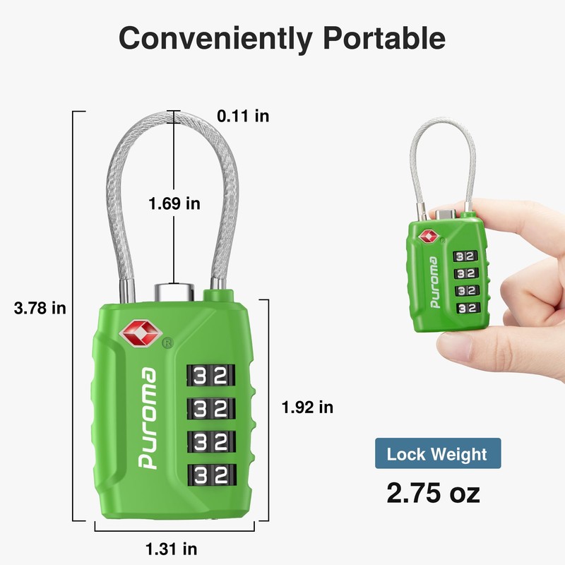 Puroma 2 Pack TSA Approved Luggage Locks, 4 Digit Combination