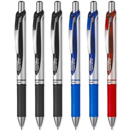 Pentel EnerGel XM BL77 - Retractable Liquid Gel Ink Pen - 0.7mm - 54% Recycled - Clam Pack Gift Set of 6 (Assorted)