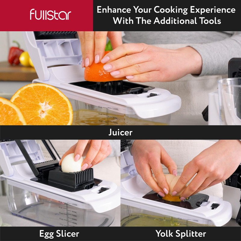 Fullstar Vegetable Chopper and Spiralizer - Food Chopper with Container,