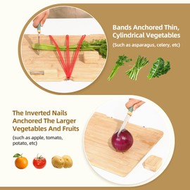 JFNoraiva One-Handed Cutting Board, Adaptive Cutting Board for Disabled &Stroke Patients & Handicapped People, Handicap Kitchen Chopping Boards with Peeler& Steel Spikes &Bread Stops