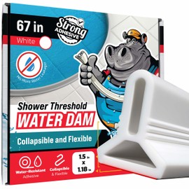 67" White Shower Threshold Water Dam Barrier, 1.5" Tall Water Stopper Strip