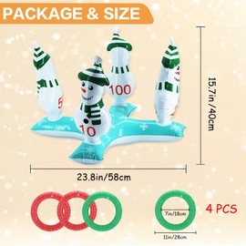 Christmas Party Ring Toss Game for Kids Adults,Inflatable Xmas Snowman Ring Toss Game with 4 Rings,Fun Christmas Games for Families School Office Indoor Outdoor Game,New Year Kids