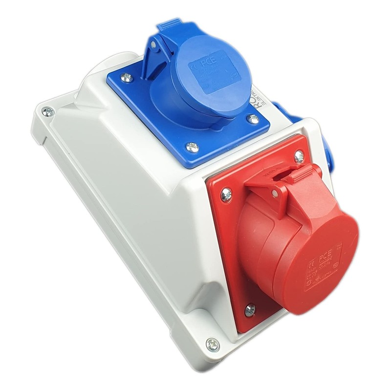 RoadEu Combination Wall Socket, 16 A CEE Socket 5P with