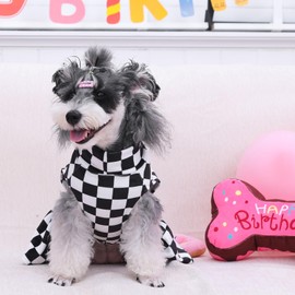 CuteBone Turtleneck Dog Velvet Dress Puppy Skirt Costume Pet Clothes Cat Apparel with Bow Hair Rope for Small Dogs CVD15M