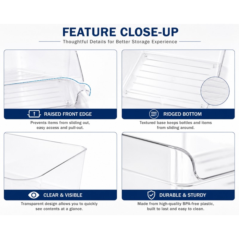 Clear Refrigerator Storage Bin for Bottles & Cans – Space-Saving