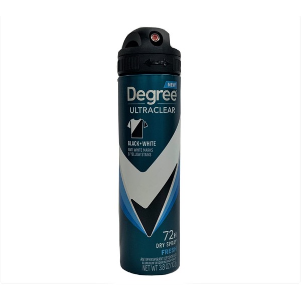 PACK OF 6 - Degree Men UltraClear Black + White Antiperspirant Deodorant Dry Spray, Fresh, 3.8 Oz
