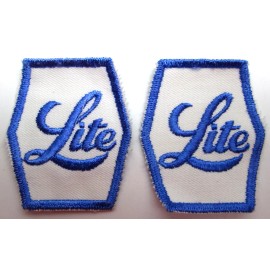 Miller Lite TWO Lite Beer Patches from Miller 2 1/2 x 2 vtg Breweriana New Old Stock NOS