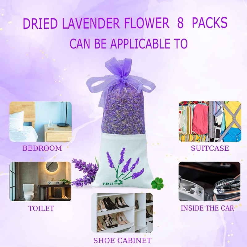 8 Packs French Lavender Sachets for Drawers and Closets Fresh