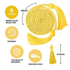OZOSHINE Graduation Cords, Gold, Polyester, Traditional, 68 inches