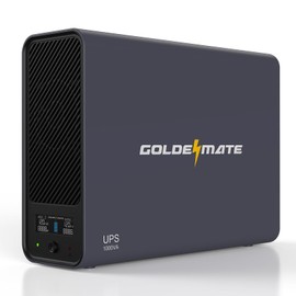 GOLDENMATE 1000VA/800W Lithium UPS Battery Backup & Surge Protector, Backup Battery Power Supply with LiFePO4 Battery, BMS & Cooling Fan, Battery of 10 Years Lifespan, 8 Ports, LCD Display, Gray