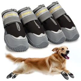 Petanims Dog Shoes for Large Dogs, Medium Dog Boots & Paw Protectors for Winter Snow, Waterproof Dog Booties for Hot Pavement, Hardwood Floors, for Rainy Black Size 7