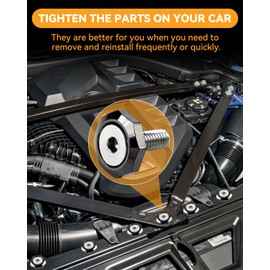 10PCS Fender Bumper Washer Bolt M6, Brilliant Black Engine Dress Up Washers Kit,Aluminum and Stainless Steel Fender Washer Bolt Kit (Brilliant Black)