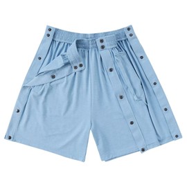 Landofgenie Men's Sports Shorts Unisex Tear-Off Shorts Fitness Running Shorts Sporty Recovery Shorts After Surgery with Pocket, blue, XL