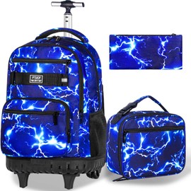 Rolling Backpack for Womens and Mens, Adults Wheeled Bookbag with Lunch Box for Girls and Boys.