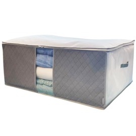 Inico Life Futon Storage Bag, Comforter, Complete Storage Case, Activated Carbon Sheet, Throw, Placement, Stores Futons, Large Capacity, Handle, Transparent Window, Breathable, Non-Woven Fabric, No Core (Natural, White/Gray Series)