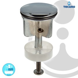 tecuro Pop-Up Plug Diameter 40 mm for 1 1/4 Inch Drain Valve – High-Gloss Chrome-Plated
