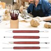 6-Piece Pottery Sculpting Tool Set with Wooden Handles