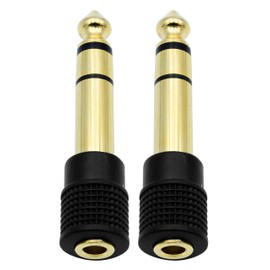Chadou Audio Adapter 6.35mm (1/4 inch) Male to 3.5mm (1/8 inch) Female Stereo Headphone Connector Gold Plated, 2 Pack