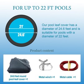 Round Leaf Cover for Above Ground Pool 24Ft Durable Black Mesh Swimming Pool Leaf Net Cover with Winch and Cable for Leaves and Debris for 21Ft Round Pools (Black, 21 Ft)