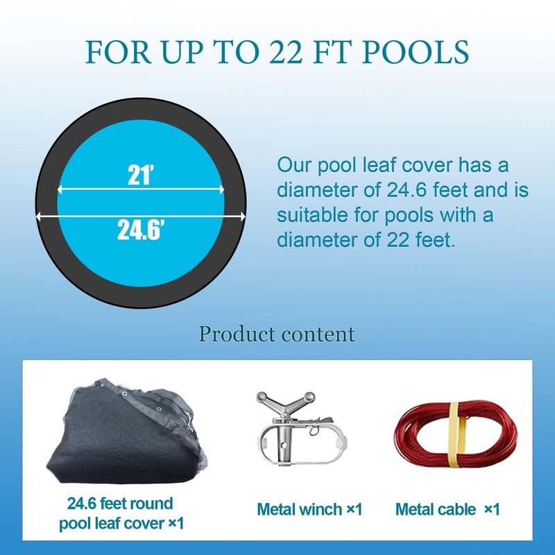 Round Leaf Cover for Above Ground Pool 24Ft Durable Black