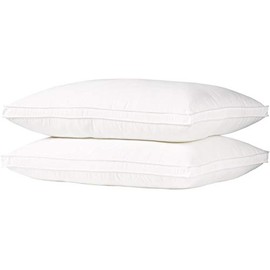 FIRM Ella Jayne Home Standard Size Bed Pillows- 2 Pack White Hotel Pillows- Gel Fiber Filled FIRM Gel Pillows with Hypoallergenic Gusset Cover- Best Pillow For Side Sleepers & Back Sleepers