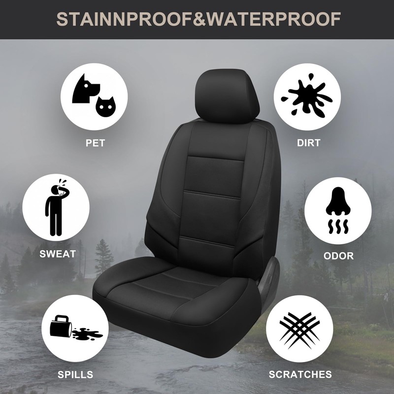GIANT PANDA Waterproof Neoprene 2 Pack Front Car Seat Covers