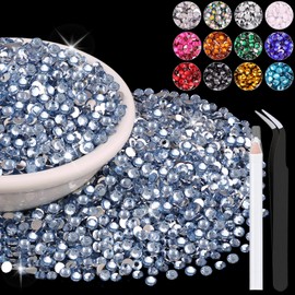 8000PCS 3mm Resin Rhinestones in Bulk (Light Blue), Bedazzling Flatback Crystals Rhinestones for Crafting DIY Nail Decoration, Gems Diomand Charms for Tumbler Shoes Clothing Fabric
