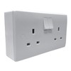 Evoges 13A Double Socket, Switched, Double Pole, Rounded Profile and