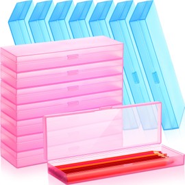 Yexiya 30 Pack Plastic Pencil Box Pencil Case Bulk 7.2 x 2. 4 x 0.9 Inch Plastic Pen Storage with Hinged Lid for Pens Crayons Office Supplies Organization(Pink, Blue)