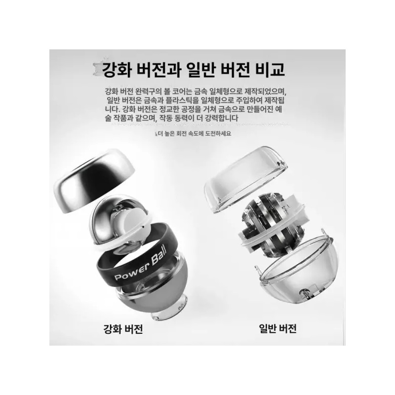 저소음 크립볼 손목강화 전완근키우기 블랙 100kg [메탈릭플래이팅실버 5색 조명] Low
