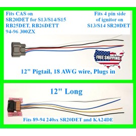 Custom fits 240sx S13 SR20DET SR20 MAF CAS Mass Airflow Sensor Connector Crank Angle