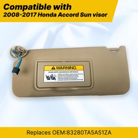 HHENGYISOUL Car Sun Visor for Honda Accord 2008-2017,Left Driver Side Sun Visor Replacement for Honda Accord 2008 2009 2010 2011 2012 2013 2014 2015 2016 2017,83280TA5A51ZA，Beige