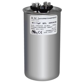 80 + 7.5 Mfd x 370 or 440 VAC, Trane Replacement Dual Round Run Capacitor/Made in The U.S.A.