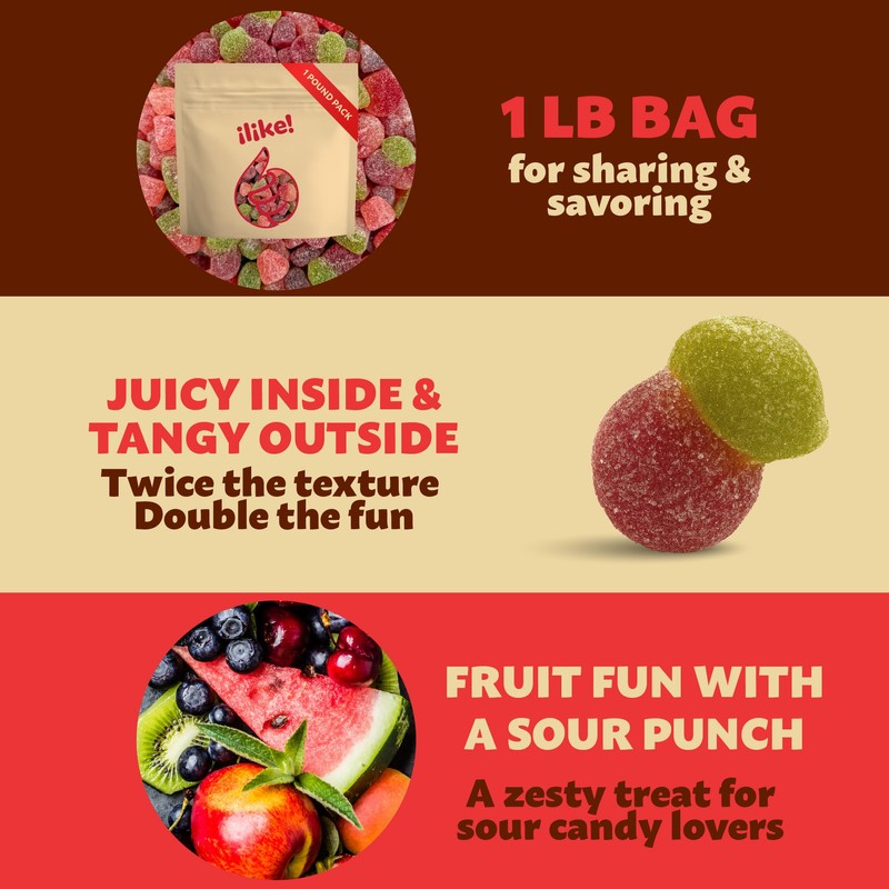 Sour Fruit Jelly Candy Mix | 1 Pound Bag |