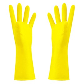 3 Pairs Rubber Gloves, Thickening Cleaning Gloves, Reusable Dishwashing Gloves, Yellow Waterproof Gloves for Household