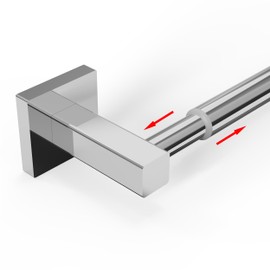 MIROAMZ Towel Bar, Adjustable 12.7inch to 23.2inch Wall Mounted Towel Rack for Bathroom, Kitchen, SUS 304 Stainless Steel Towel Rod with Square Base (Chrome)