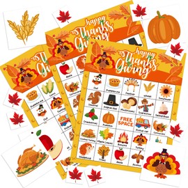 Yoqipati 45PCS Thanksgiving Bingo Game Cards for 24 Players - Family and Large Group Party Favors