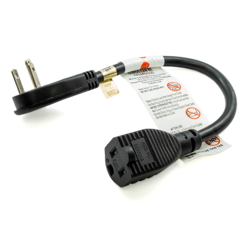 PTC 1ft Ultra Low Profile Angle NEMA 5-15P to 5-15R