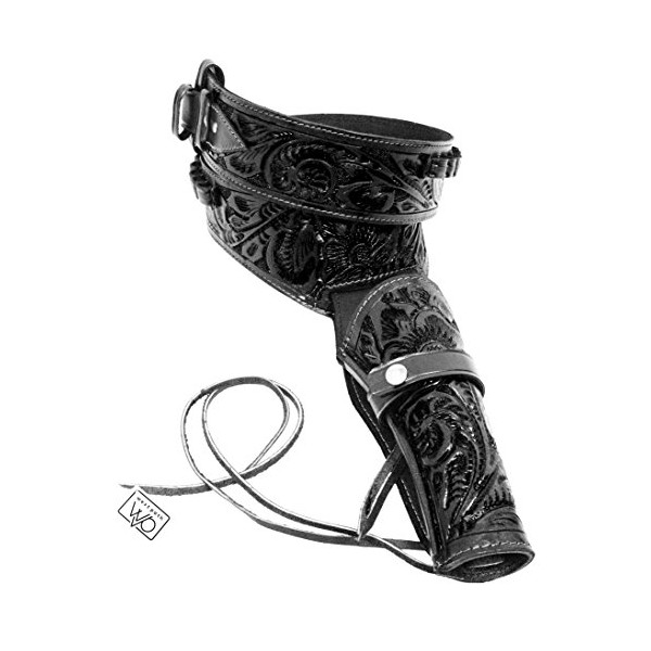 38 / 357 Caliber Leather Gun Holster - Authentic Handmade Waist Size 48 - Black