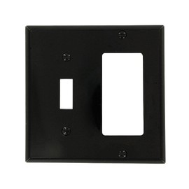Leviton 2-Gang 1-Toggle 1-Decora/GFCI Device Combination Wallplate, 80707-E, Black