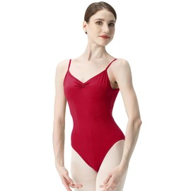 s.lemon Dance Camisole Spaghetti Straps Backless Gymnastics Ballet Leotards for Women 9278 Red 165