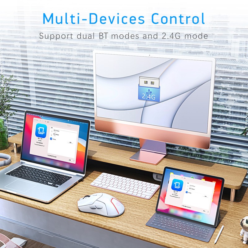 HXSJ T40 T40 Wireless Mouse 2.4G+BT5.1+BT5.1 USB Receiver Triple Modes