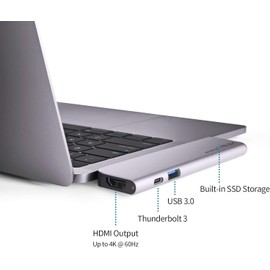 MINIX NEO SD4 USB-C Multiport 480GB SSD Storage Hub Compatible with Apple MacBook Air/Pro | HDMI 4K@60Hz | Thunderbolt 3 | USB 3.0,Sold by MINIX Technology Limited.(Space Gray)