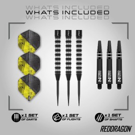 RED DRAGON Razor Edge Elite 22g 90% Tungsten Darts Set – PVD Re-Cut Razor Edge Grip with Hardcore Flights & Nitrotech Polycarbonate Stems