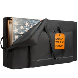 MERALIAN Cornhole Carrying Case Fits 4' x 2' Regulation Size Board, Heavy-Duty 600d Cornhole Board Bags with Reinforced Protection, Extra Pockets for Beanbags and Double Handles.(A-black)