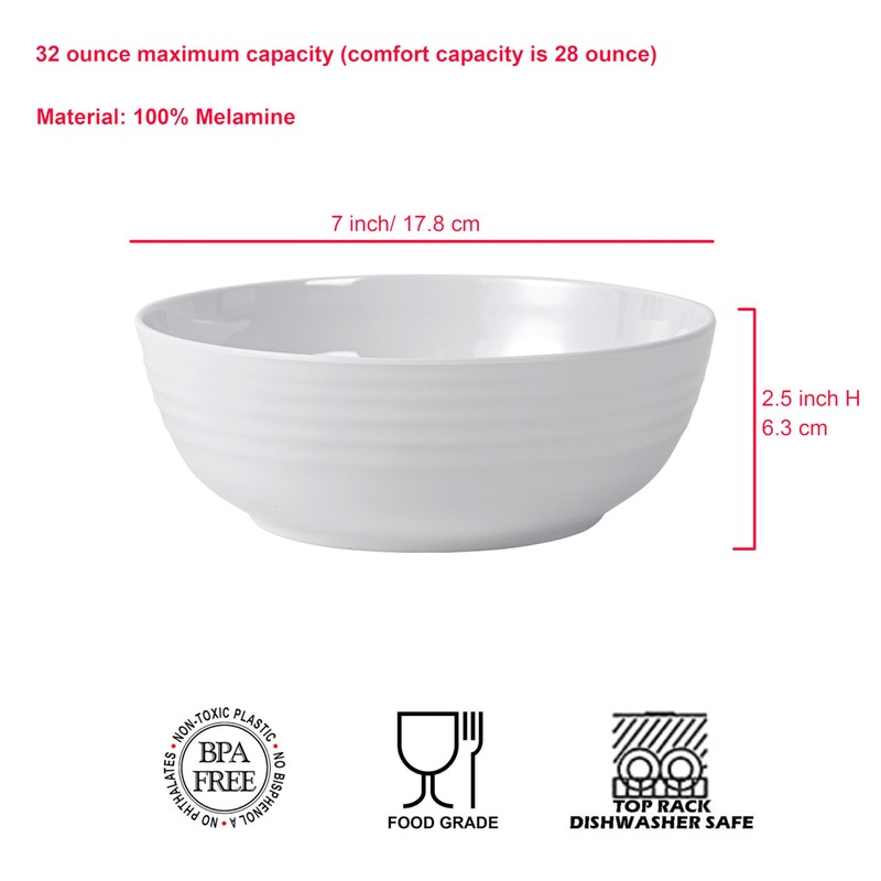 ZAINCA Melamine Cereal Bowls, Salad Bowls Soup Bowls, Shatter Resistant,