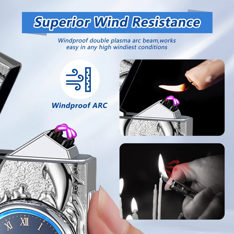 TIKIUKI Gifts for Him Electric Lighters USB Type C Rechargeable