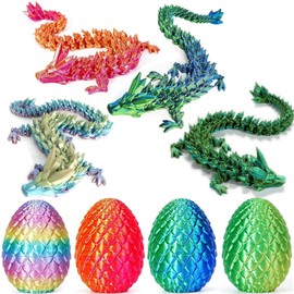4Pack 3D Printed Dragon Fidget Toys with Articulated Dragon Inside for Autism/ADHD,Easter Gifts,Surprise 3D Printed Animals Toy Easter Basket Essentials