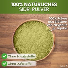 VIRHEA Sidr Powder 250g - Natural Jujuberry Powder for Hair and Face - Qasil Ayurvedic Moisturising and Volumising Agent - Hair Care and Mask for Growth and Volume