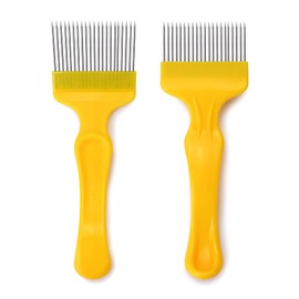 QWORK Stainless Steel Bee Keeping Uncapping Fork, 3Pcs 21-Tooth Tines Bee Honey Uncapping Fork Hive Heekeeping Tools Sturdy Beekeeping Equipment Opening Fork